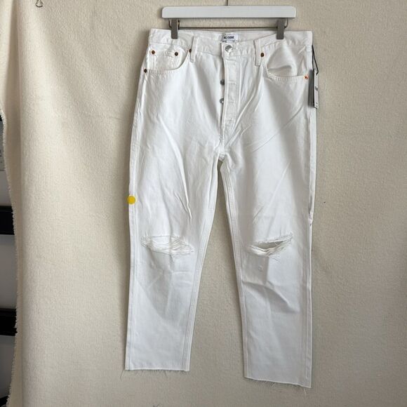 ReDone 70s Stovepipe Jeans Womens Size 31 White Destroyed - Picture 2 of 11